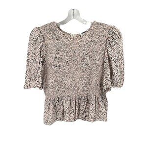 Express Smocked Puff Sleeve Cropped Top Floral Cottagecore Sz Large